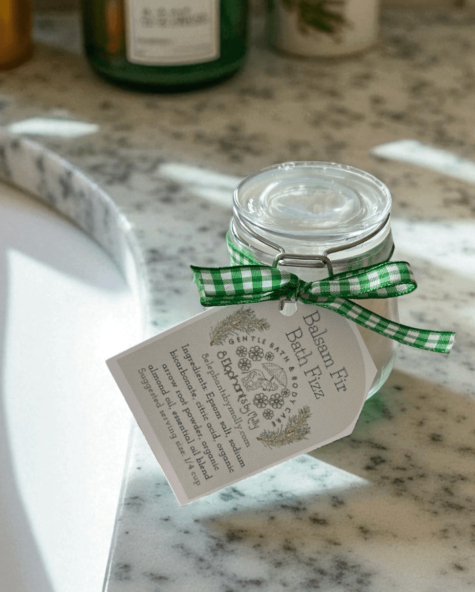 Bath Fizz: Seasonal Blend 4 oz Glass Jar - 8 Elephants by Molly