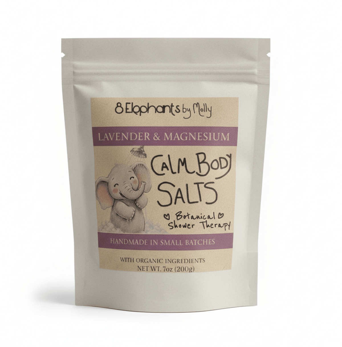 Calm Body Salts for Athletic Sports Recovery & Travel - 8 Elephants by Molly