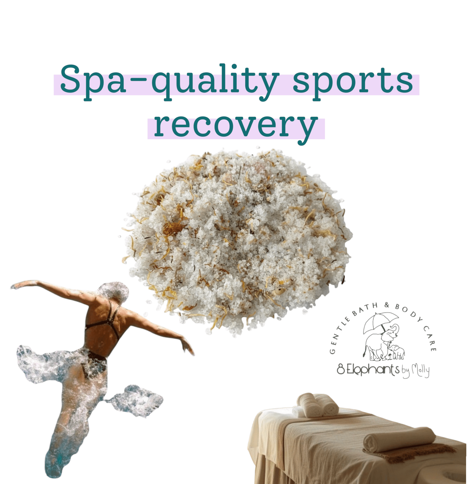 Calm Body Salts for Athletic Sports Recovery & Travel - 8 Elephants by Molly