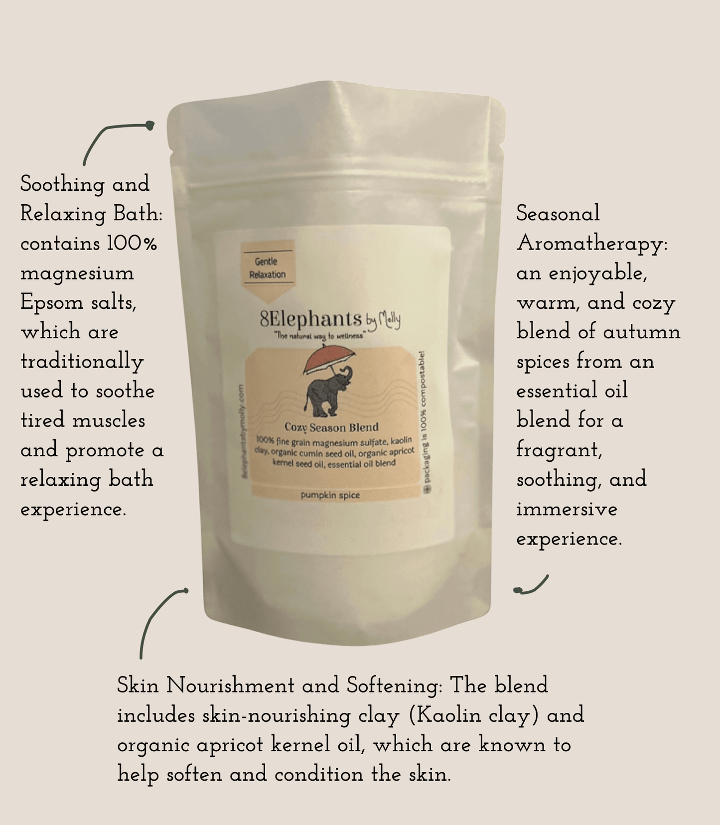 Cozy Season Blend: Pumpkin Spice 1 Pound Pouch - 8 Elephants by Molly