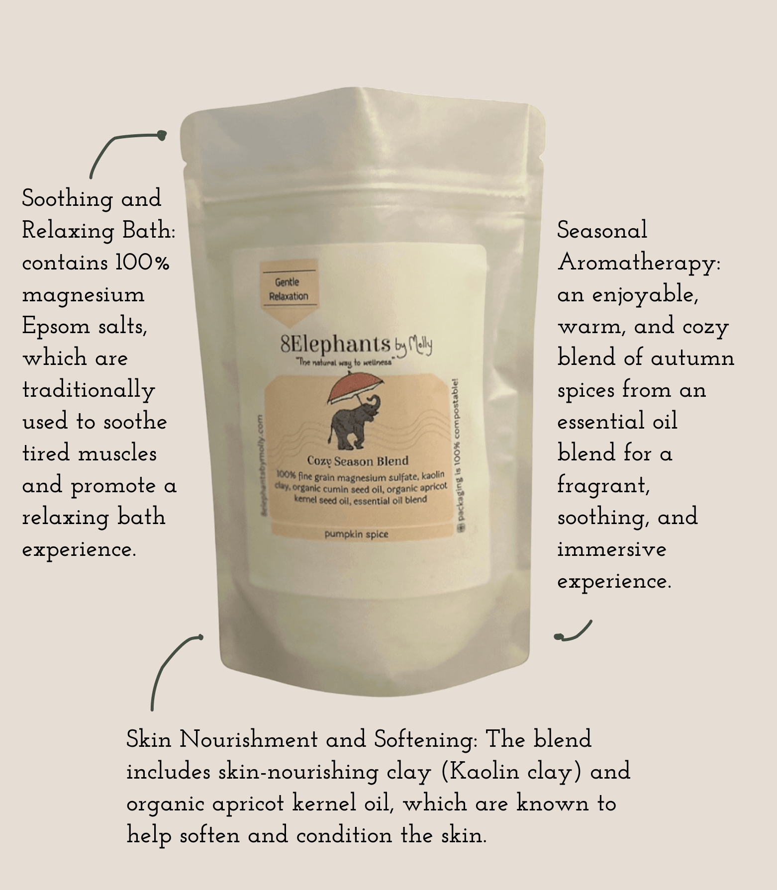 Cozy Season Blend: Pumpkin Spice 1 Pound Pouch - 8 Elephants by Molly