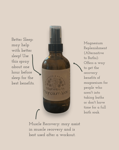 Extra - Strength Magnesium Spray 4 oz Glass Spray Bottle - 8 Elephants by Molly