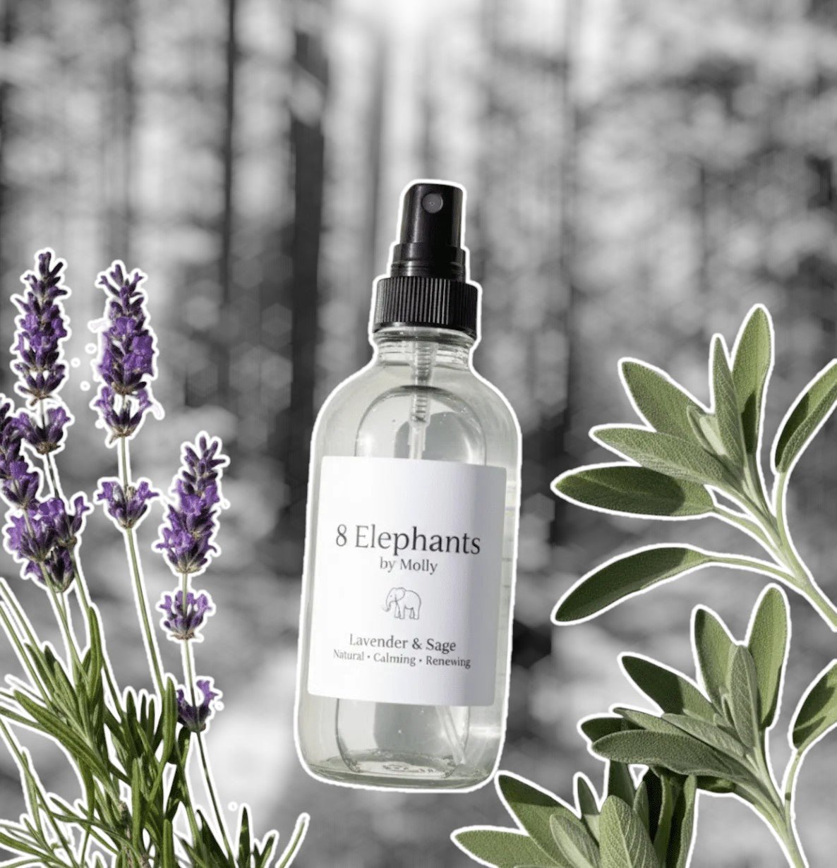 Lavender & Sage Yoga Mat Spray 4oz - 8 Elephants by Molly