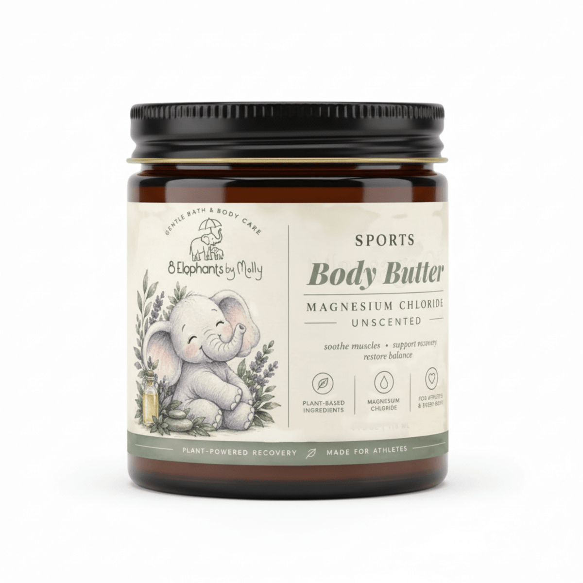 Magnesium & Cupuaçu Sports Recovery Body Butter 4oz - 8 Elephants by Molly