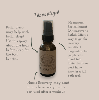 Magnesium Spray 1 oz Glass Spray Bottle (mini) Extra - Strength - 8 Elephants by Molly