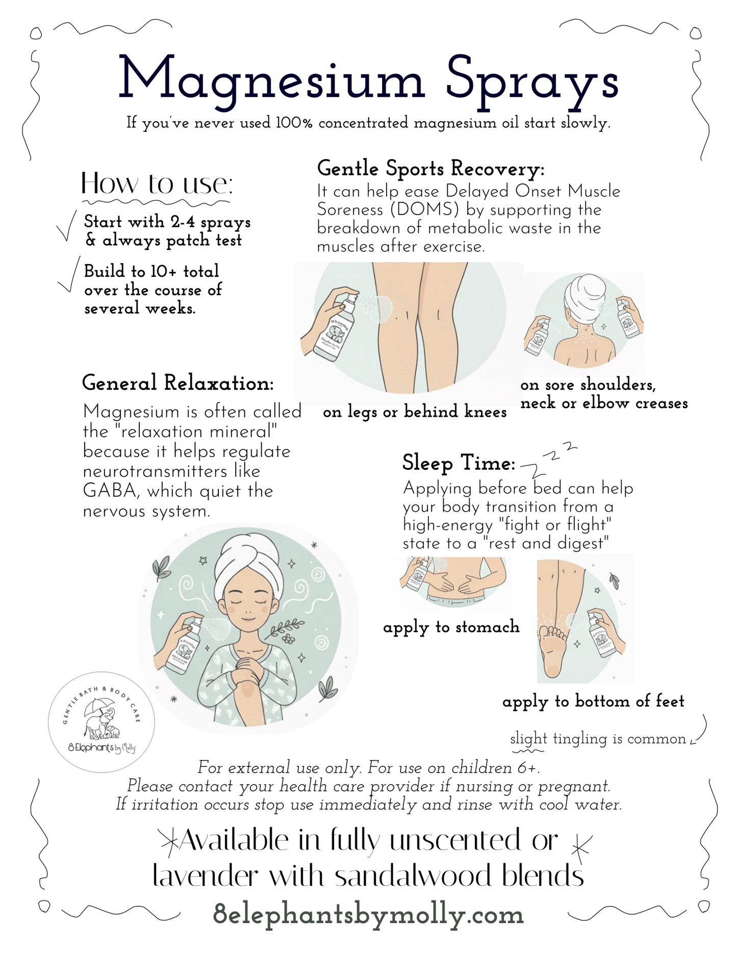 Magnesium Spray 1 oz Glass Spray Bottle (mini) Extra - Strength - 8 Elephants by Molly