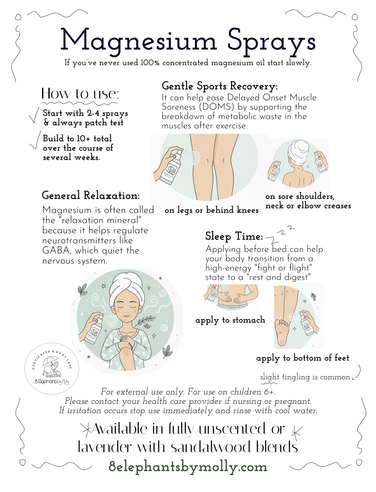 Magnesium Spray 1 oz Glass Spray Bottle (mini) Extra - Strength - 8 Elephants by Molly