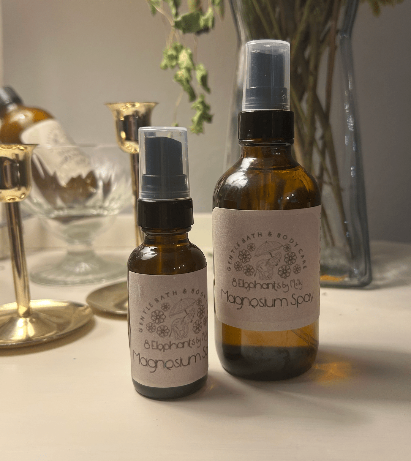 Magnesium Spray 1 oz Glass Spray Bottle (mini) Extra - Strength - 8 Elephants by Molly