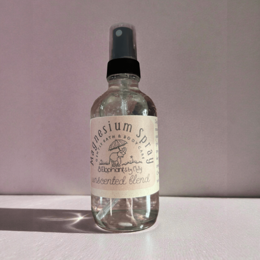 Magnesium Spray 4 oz Glass Spray Bottle - 8 Elephants by Molly