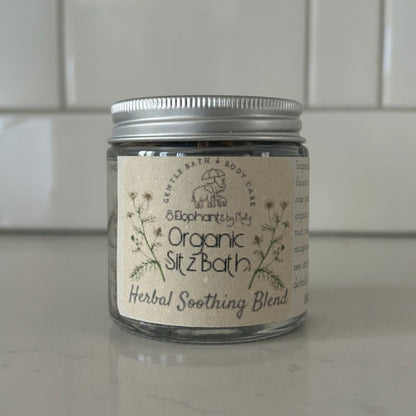 Organic Post - Partum Herbal Sitz Bath 4 oz Glass Jar - 8 Elephants by Molly
