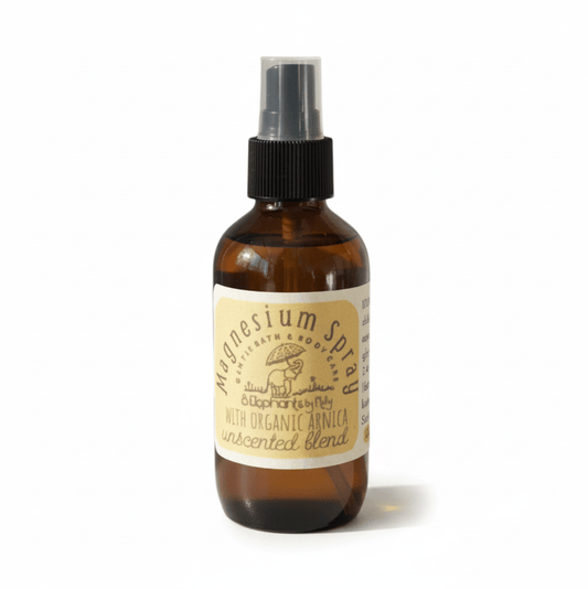 Sports Recovery Extra-Strength Magnesium Mist 4 oz in Lead-Free Glass Bottle - 8 Elephants by Molly